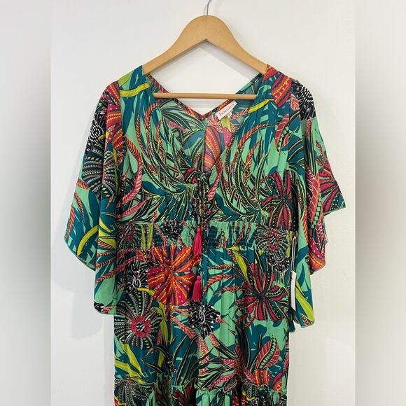 NEW Anthropologie Boemo Tropical Maxi Dress M Resort Vacation Glam - Picture 2 of 11